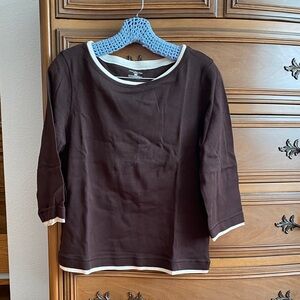 Jones New York Brown Top with White Trim